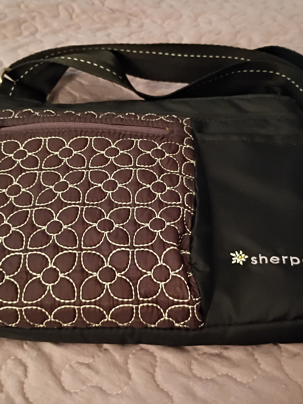 Sherpani Black and Plum Purple Quilted Crossbody Bag